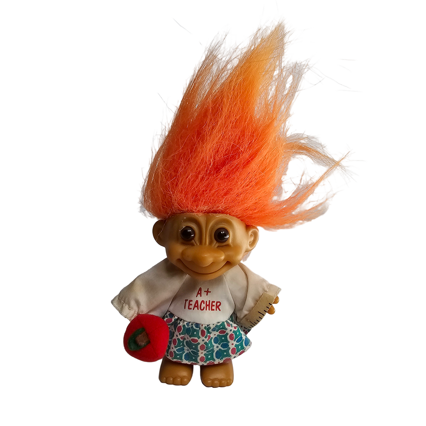 Vtg A+ Teacher w/ Apple Russ Troll Doll