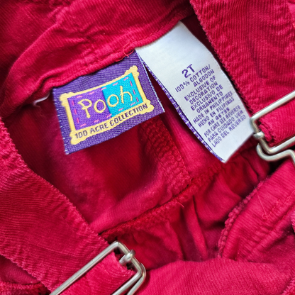 VAULT ðŸ¦ Vtg Winnie-the-Pooh 100 Acre Red Courduroy Dress (sz 18-24m)