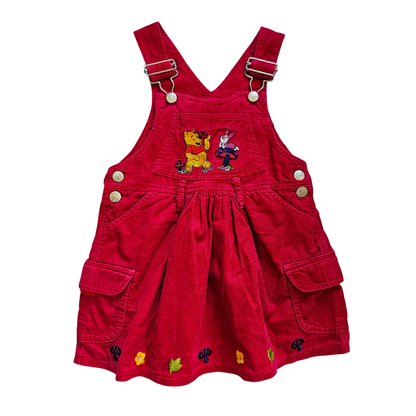 VAULT ðŸ¦ Vtg Winnie-the-Pooh 100 Acre Red Courduroy Dress (sz 18-24m)