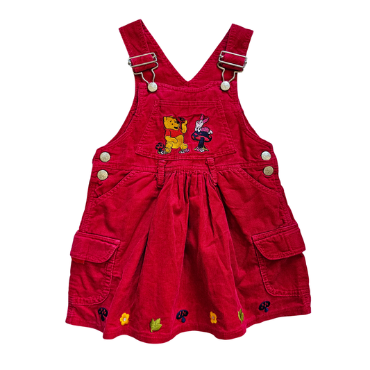 VAULT ðŸ¦ Vtg Winnie-the-Pooh 100 Acre Red Courduroy Dress (sz 18-24m)