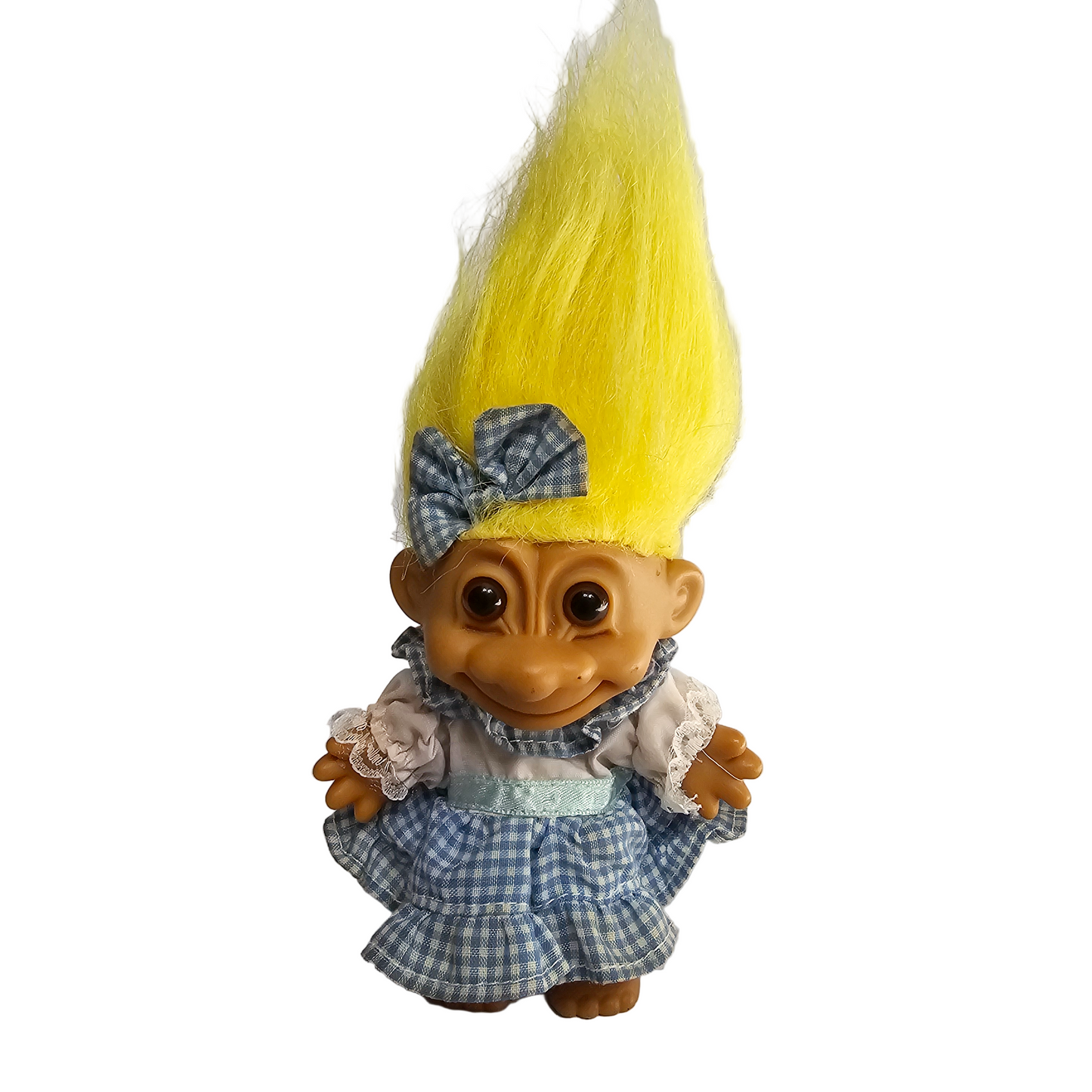 Vtg Blue Checkered Dress Russ Troll Doll
