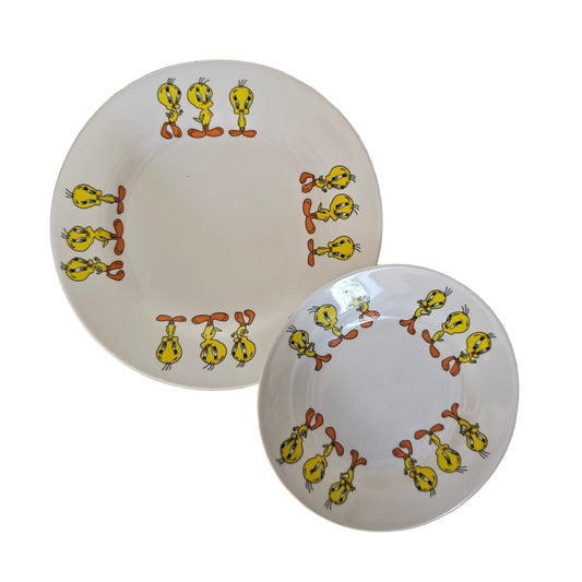 Vtg Tweety Melamine Large & Side Plate Set (90's)