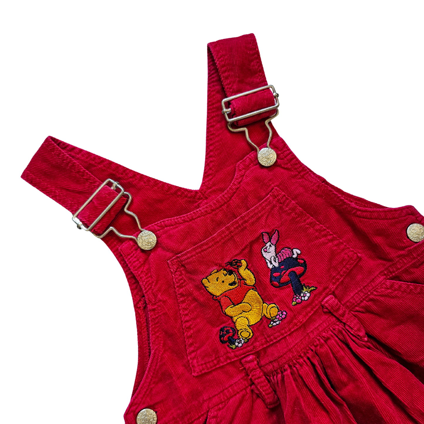 VAULT ðŸ¦ Vtg Winnie-the-Pooh 100 Acre Red Courduroy Dress (sz 18-24m)