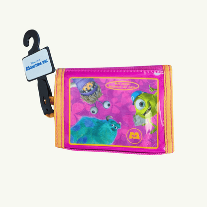 Vintage Disney Pixar Monsters, Inc. Mike, Sulley & Boo Trifold Wallet PINK (00s) (NOS)
