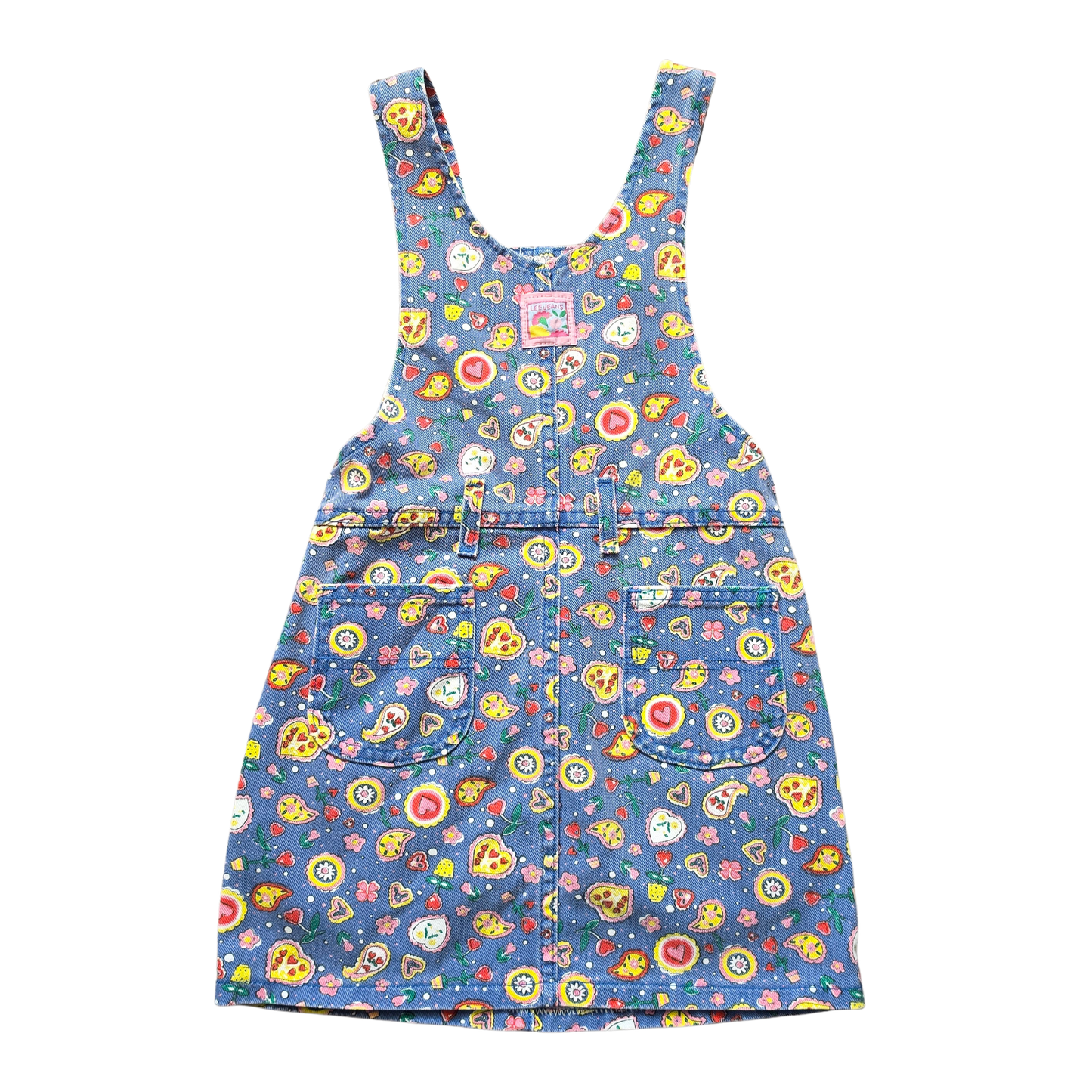 Vintage Lee Paisley Denim Pinafore (Sz 6)