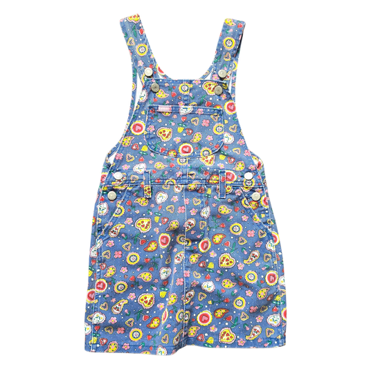 Vintage Lee Paisley Denim Pinafore (Sz 6)