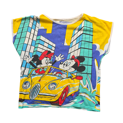 Vintage Disney Mickey & Minnie in Car AOP T-Shirt (Sz 6-8) (80s)