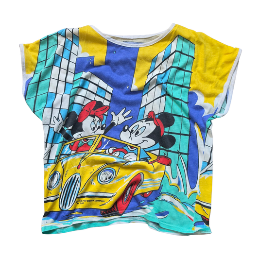 Vintage Disney Mickey & Minnie in Car AOP T-Shirt (Sz 6-8) (80s)