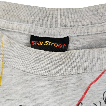 VAULT 🏦 Vtg Hanna-Barbera Flintstones Fred and Barney Bedrock Bombers AOP (90s) (Sz 6/7)