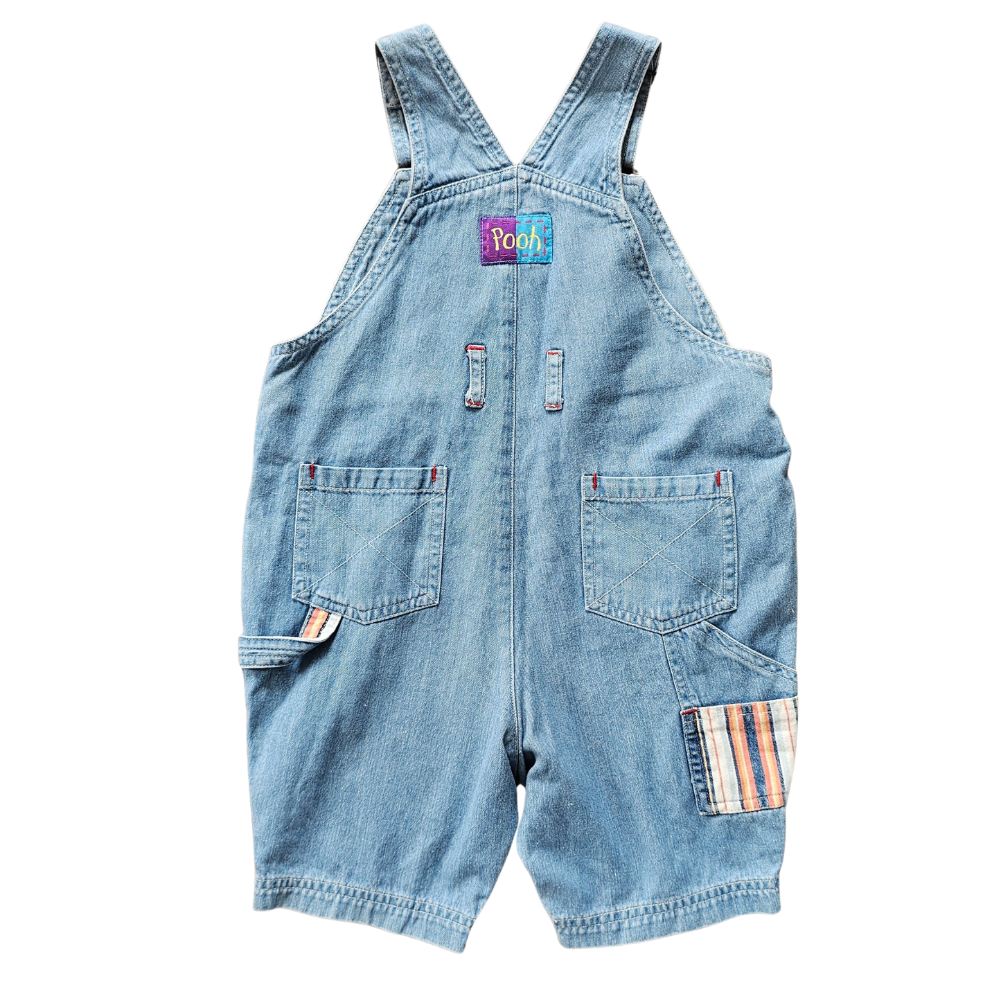 VAULT | Vtg Winnie-the-Pooh Striped Pooh Shortalls (sz 2 / JP 90)